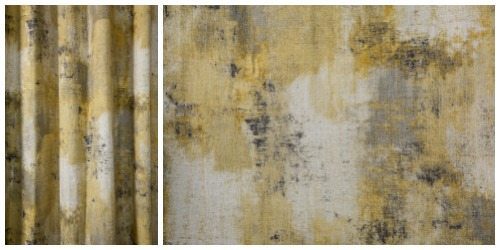 Gold and Gray Hand-Painted Drapery Fabric