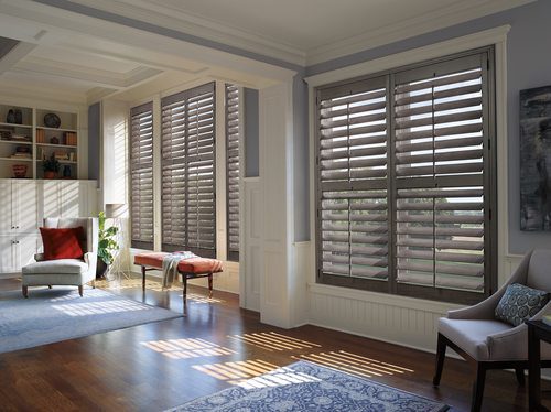 Modern living room with Heritance shutters
