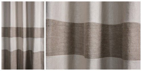 Decorating with Horizontal Striped Drapes | Woven Taupe Striped Drapes