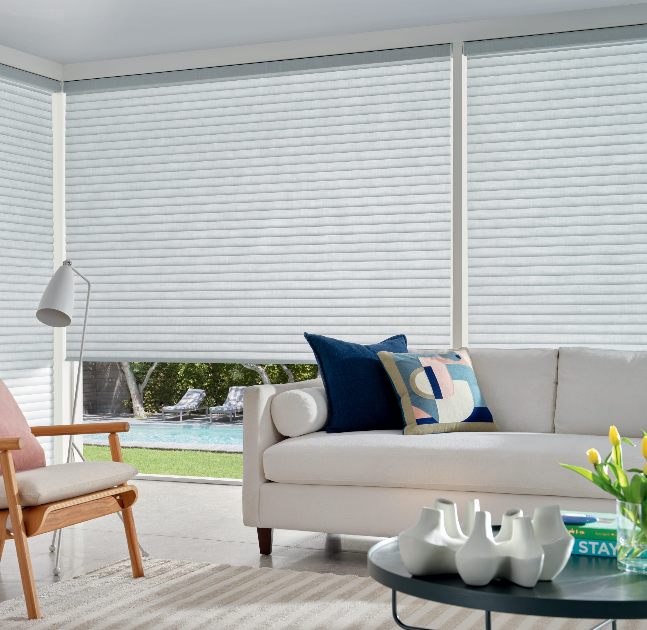 cellular shades in living room