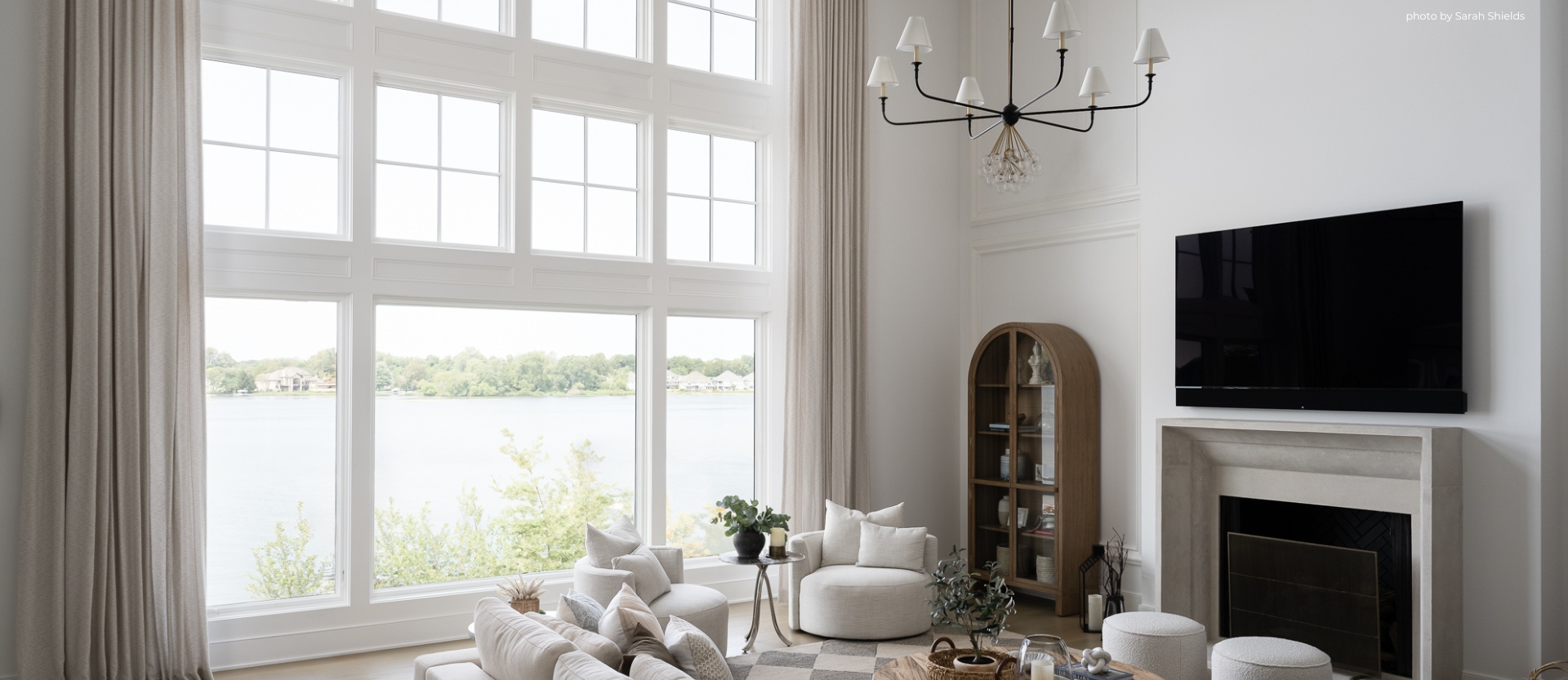 Two story custom drapes